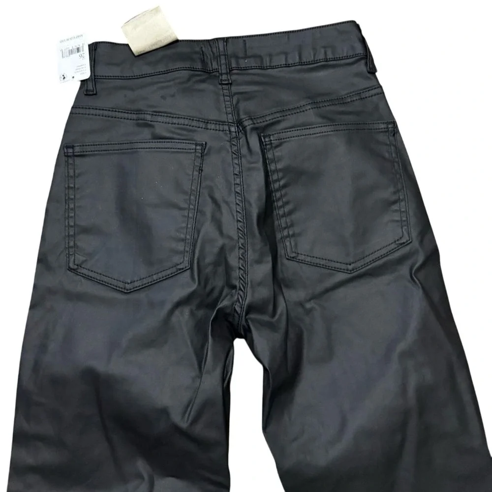 Free People We The‎ Free Black Coated Slim Straight Pants Women's  26 NWT